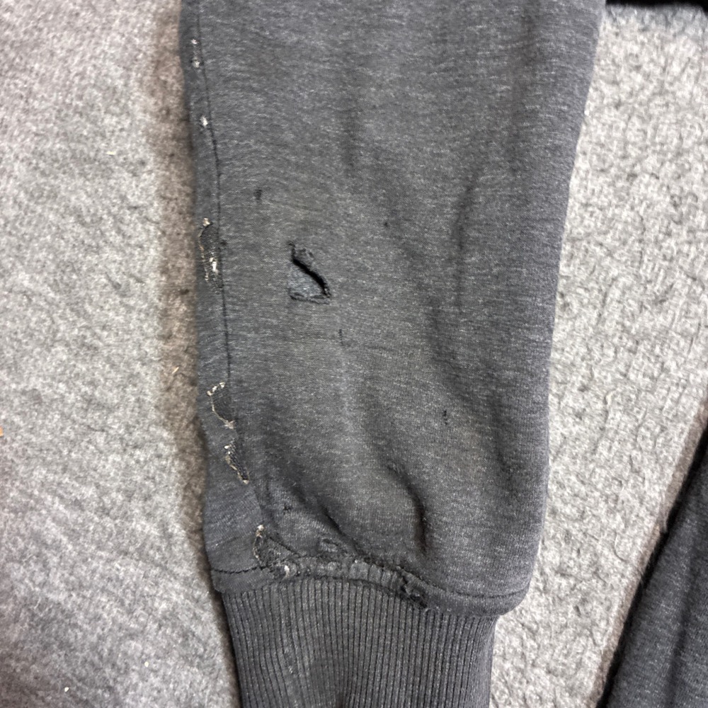 Milwaukee Zip Up Hoodie Mens Medium Black Distressed Heavyweight Workwear - Picture 2 of 12